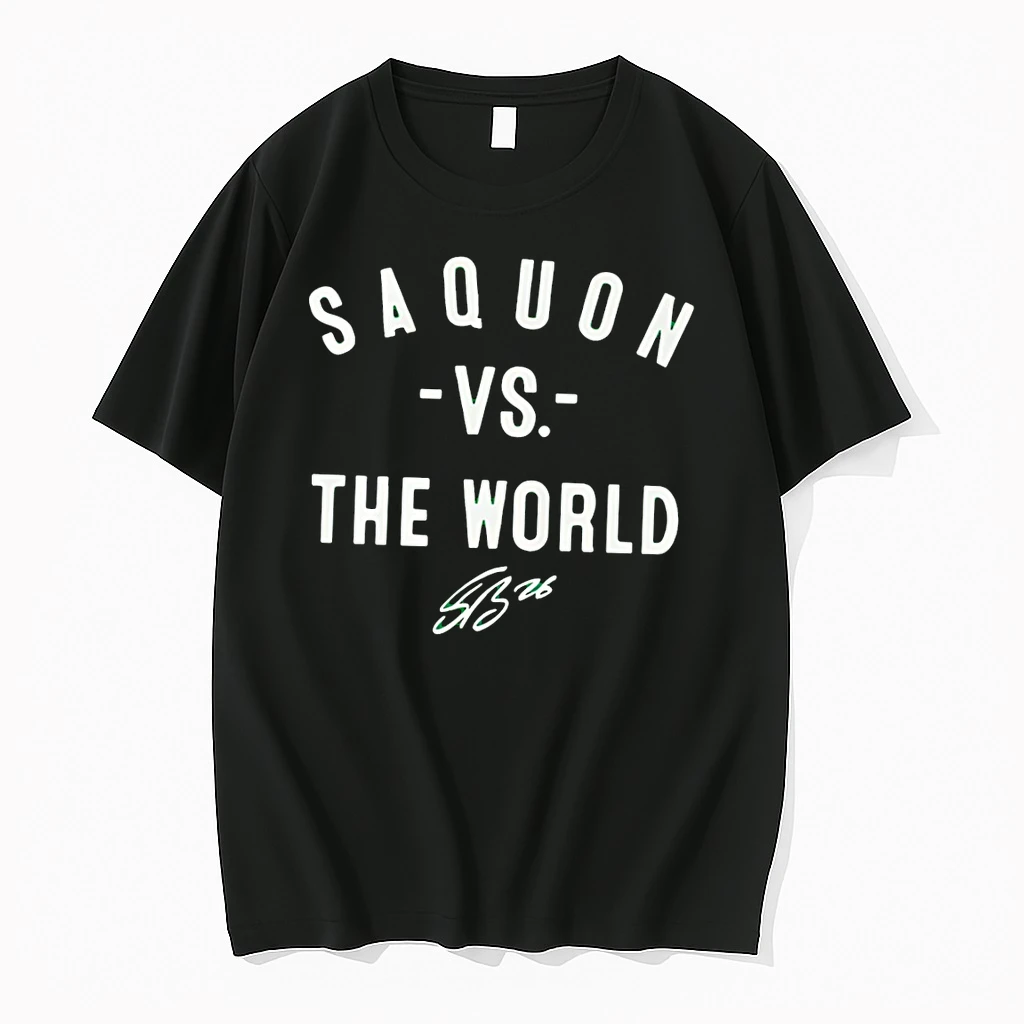 Officials Sb26 Saquon Vs The World Philadelphia Eagles Black Premium T Shirt Sweatshirt Hoodie
