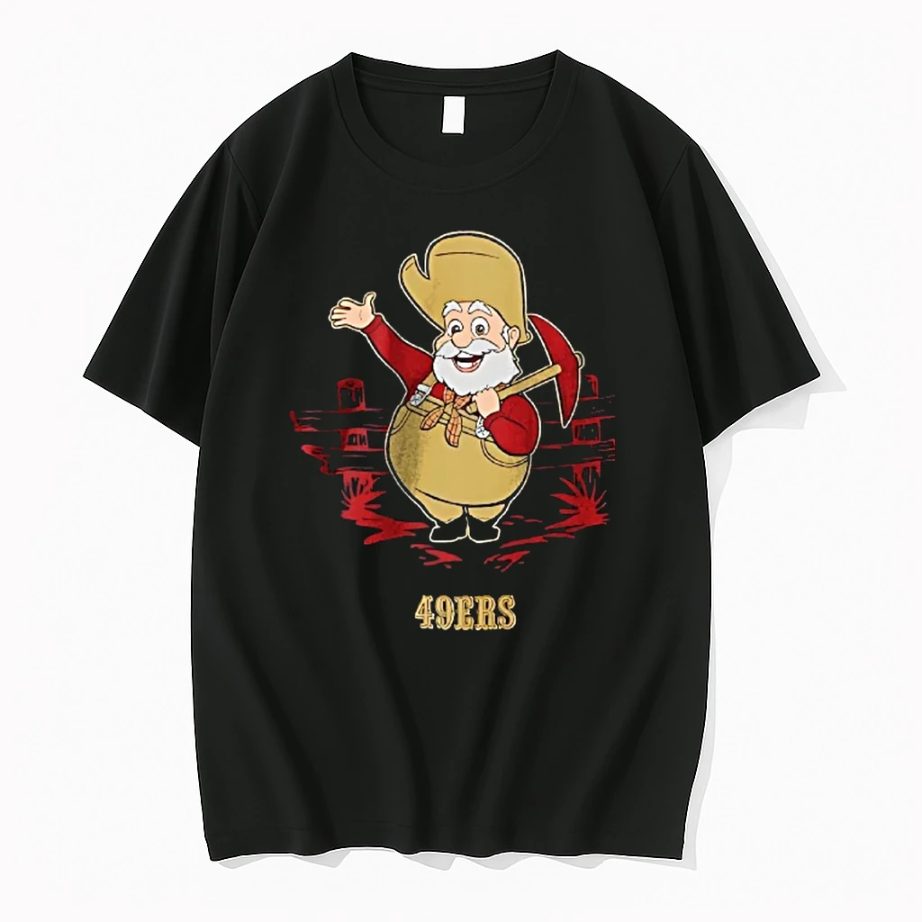 Officials San Francisco 49ers Nfl Cartoon Gold Miner Mascot Pickaxe Fence Youth T Shirt Sweater Hoodie