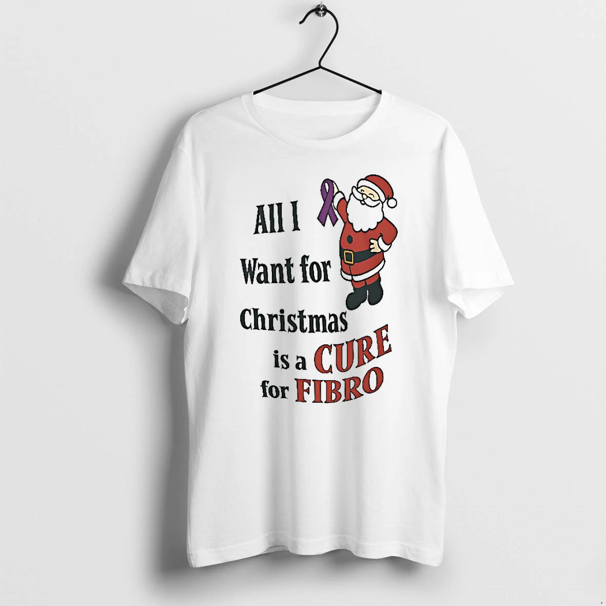 Officials Santa All I Want For Christmas Is A Cure For Fibro Women T Shirt Sweater Hoodie