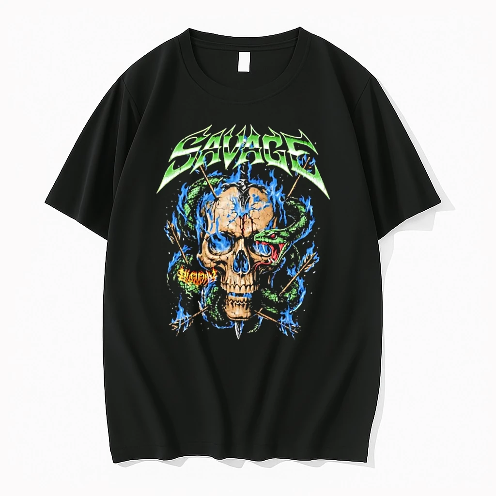 Officials Savage Skull Snake Blue Flames Arrows Black T Shirt Sweater Hoodie