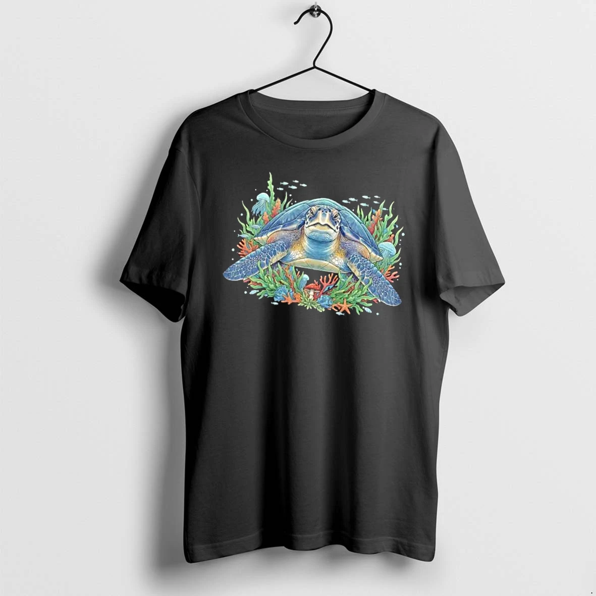 Officials Sea Turtle Swimming Underwater Coral Reef Red Mushroom Starfish Mens T Shirt Sweater Hoodie