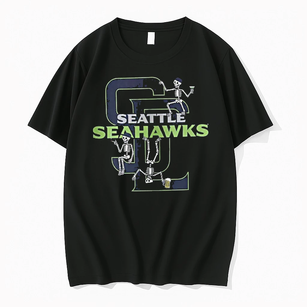Officials Seattle Seahawks Nfl Cartoon Skeletons Drinking Beer T Shirt Sweater Hoodie
