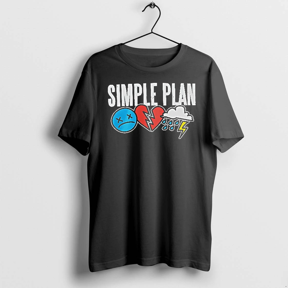 Officials Simple Plan Distressed Sad Face Broken Heart Storm Cloud Lightning Youth T Shirt Sweater Hoodie