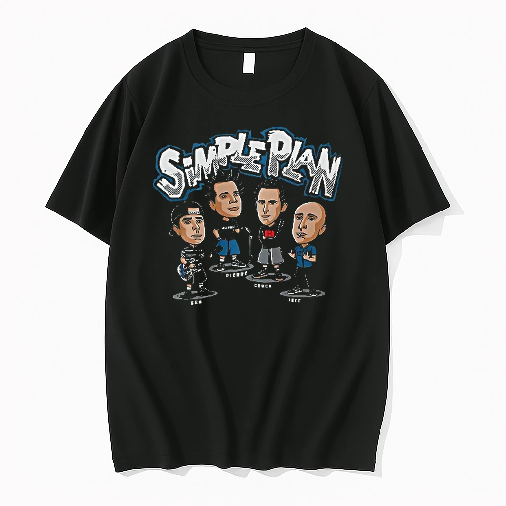 Officials Simple Plan Seb Pierre Roster Cartoon Caricature Band Members Skateboard Guitar Youth T Shirt Sweater Hoodie