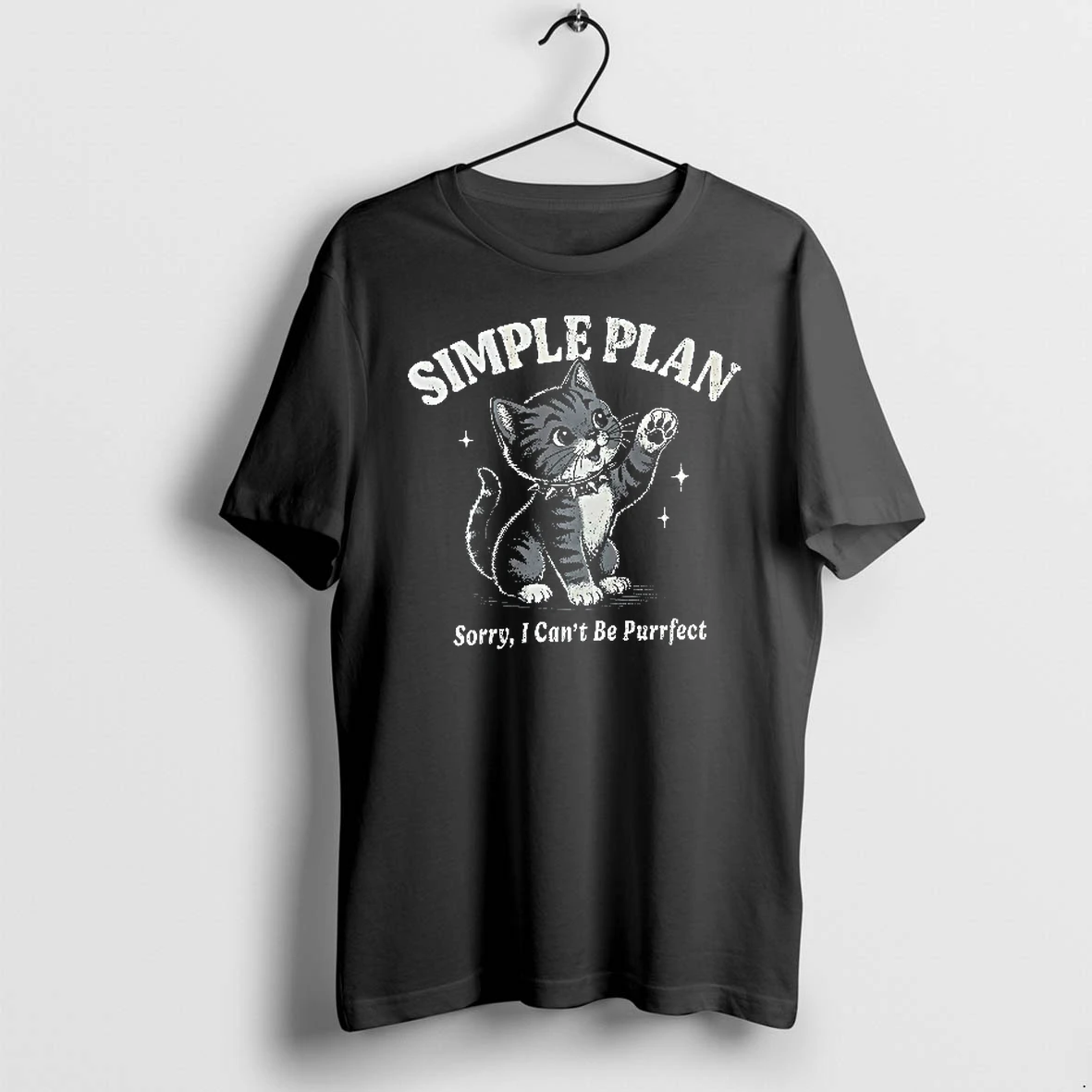 Officials Simple Plan Sorry I Cant Be Purrfect Retro Cute Kitten Spiked Collar Waving Youth T Shirt Sweater Hoodie