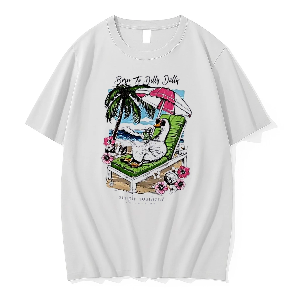 Officials Simply Southern Collection Born To Dilly Dally Cartoon Duck Sunglasses Beach Chair Umbrella White Womens T Shirt Sweater Hoodie