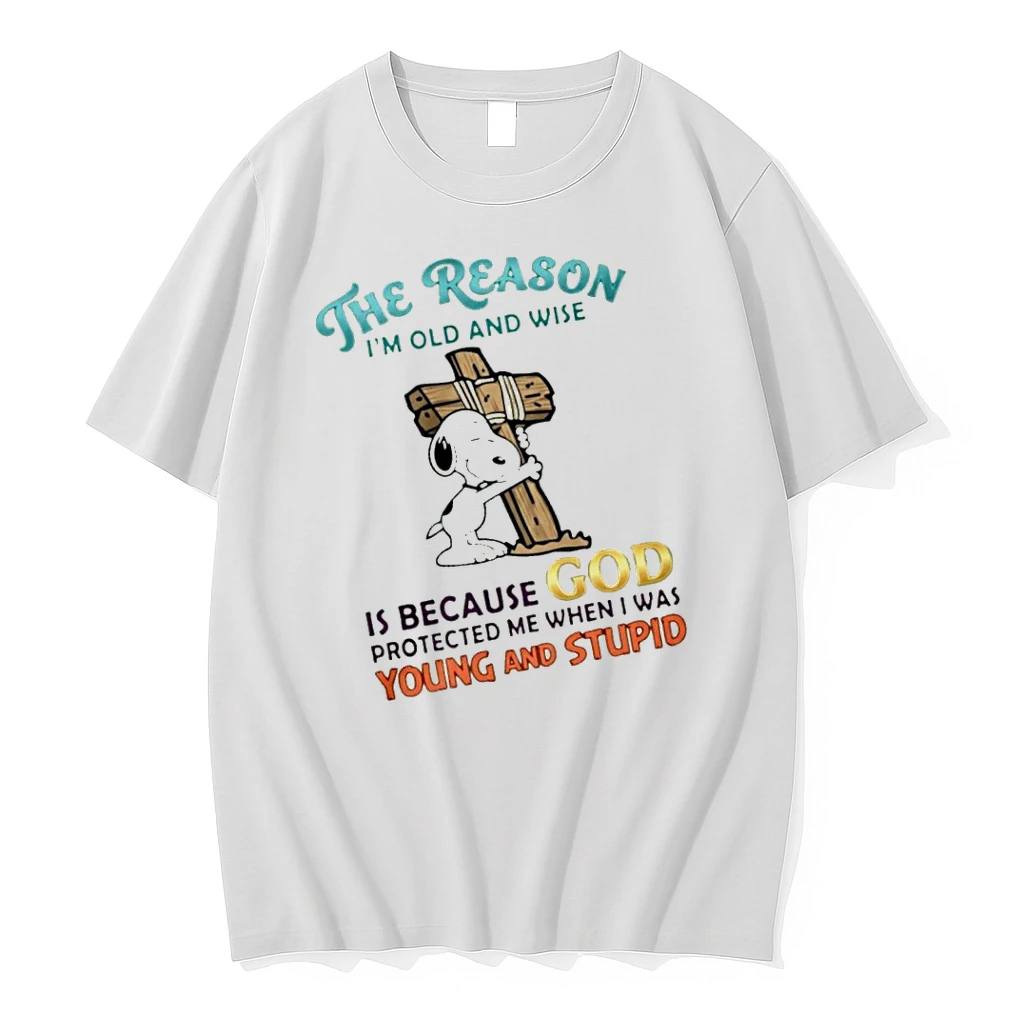 Officials Snoopy Hug Cross The Reason Im Old And Wise Is Because God T Shirt Sweater Hoodie