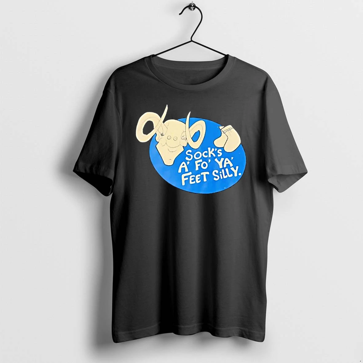 Officials Socks A Fo Ya Feet Silly Cartoon Smiling Ram Head Blue Oval Mens T Shirt Sweater Hoodie