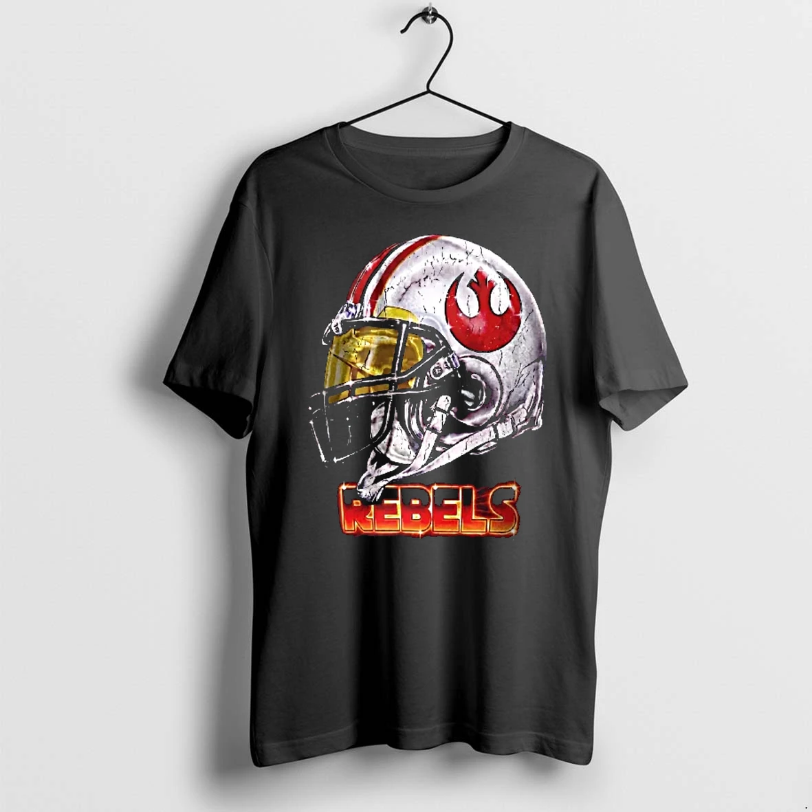 Officials Star Wars Rebels Distressed Football Helmet Yellow Visor Alliance Emblem Youth T Shirt Sweater Hoodie