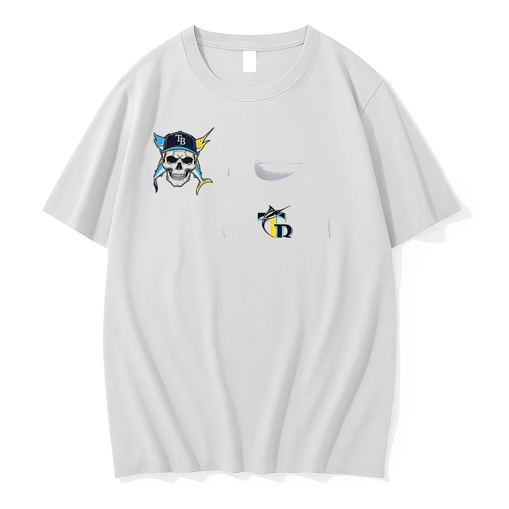 Officials Tampa Bay Rays Logo Skull Bat Crossed Baseball White Mens Premium T Shirt Sweatshirt Hoodie