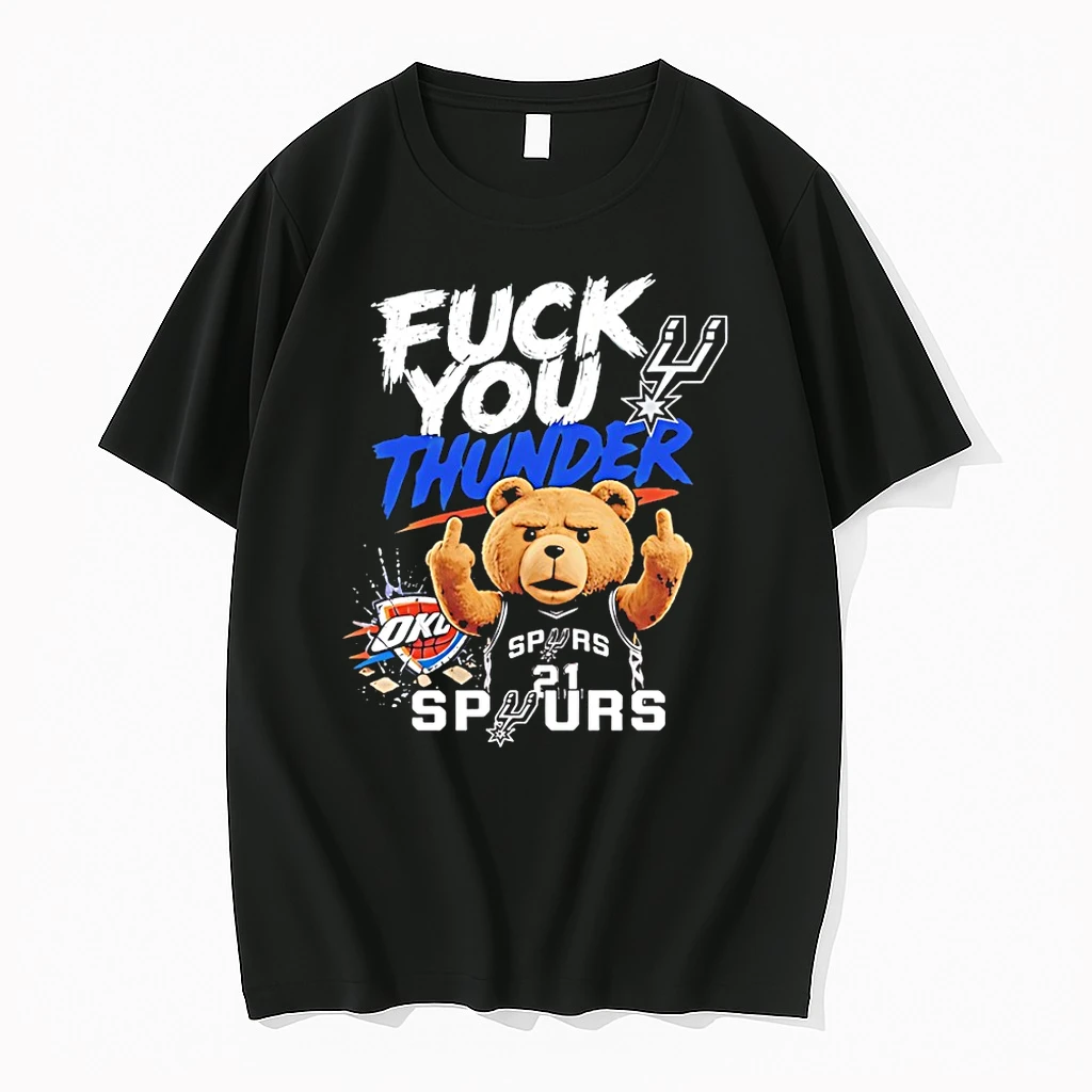 Officials Teddy Bear Of San Antonio Spurs Middle Finger Fuck You Okc Thunder T Shirt Sweater Hoodie