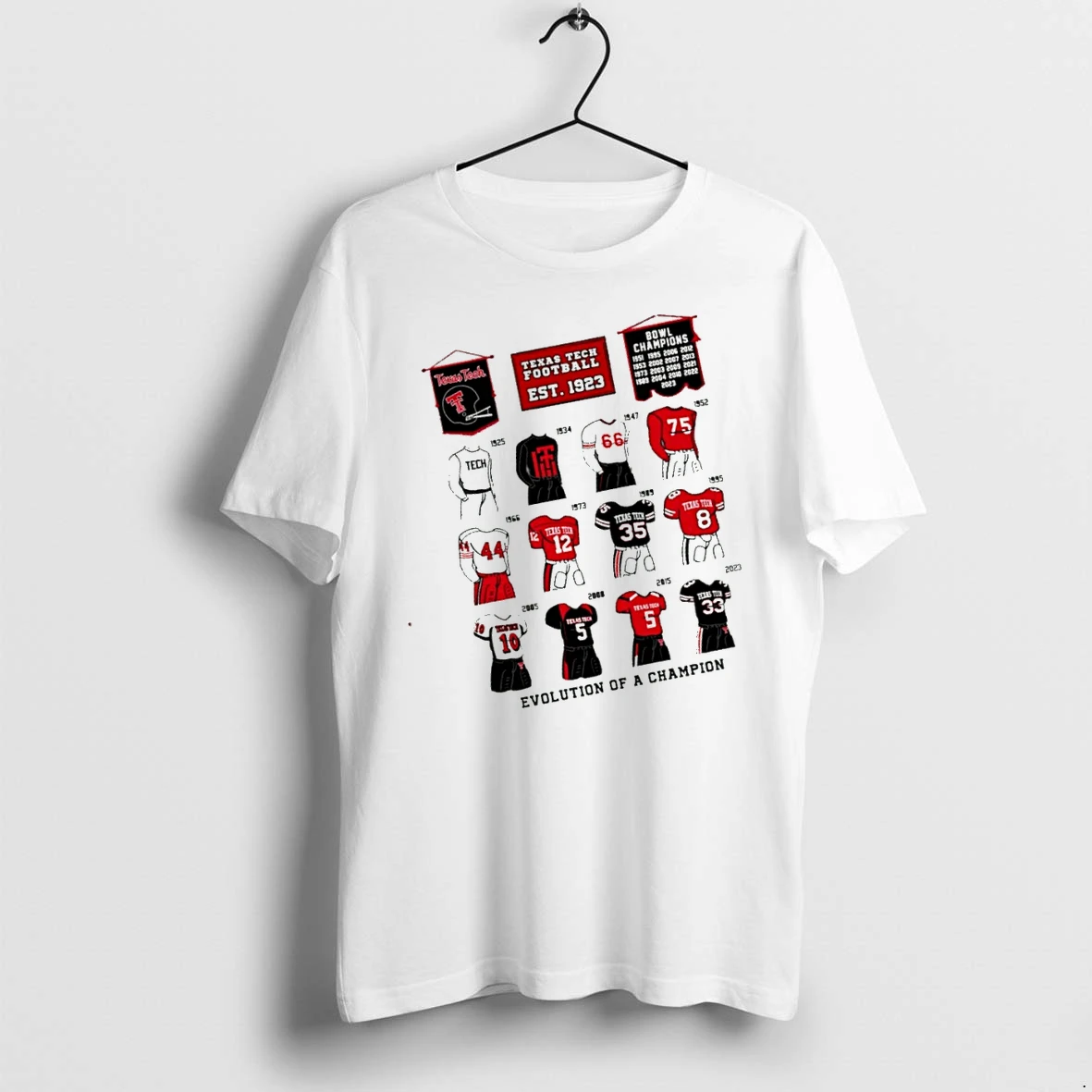 Officials Texas Tech Football Evolution Of A Champion Premium T Shirt Sweatshirt Hoodie