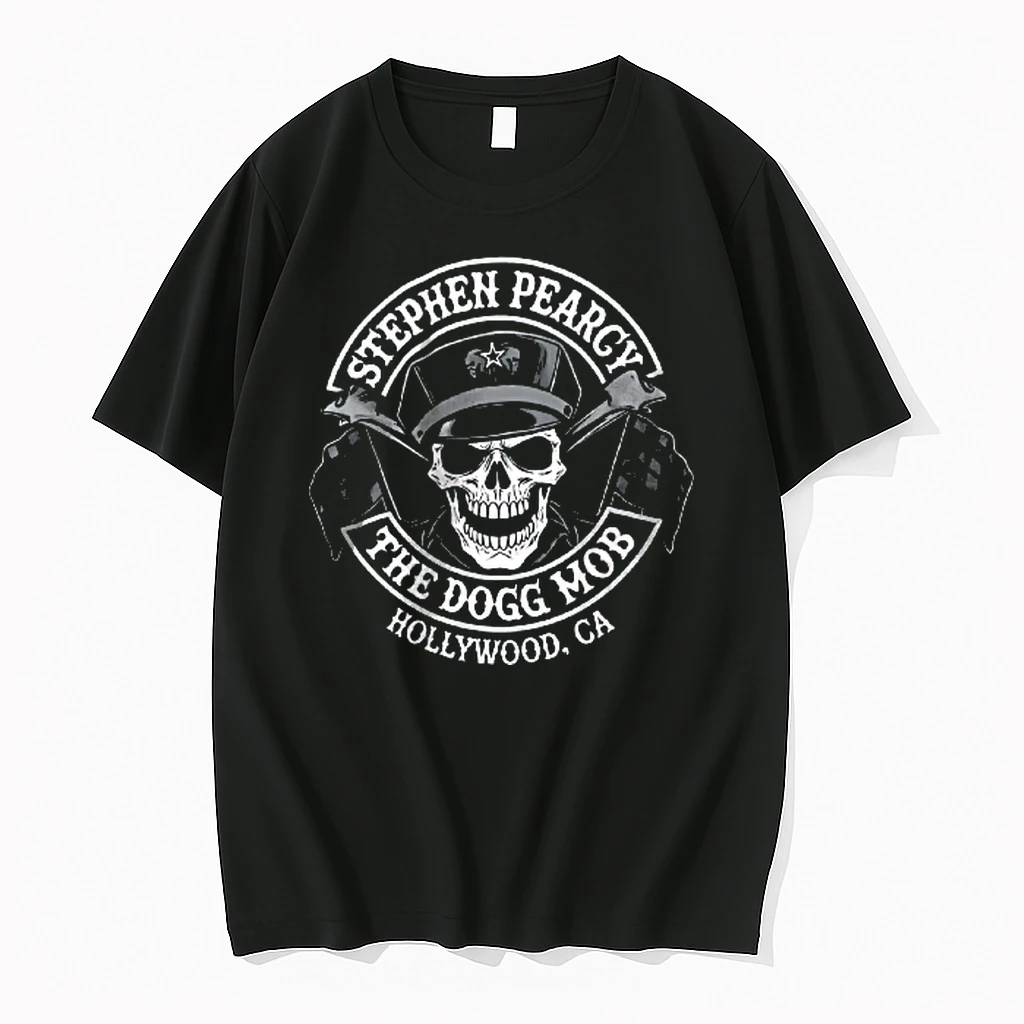 Officials The Dogg Mob Stephen Pearcy Hollywood Ca Skull Biker Cap Checkered Flags Emblem Youth T Shirt Sweater Hoodie