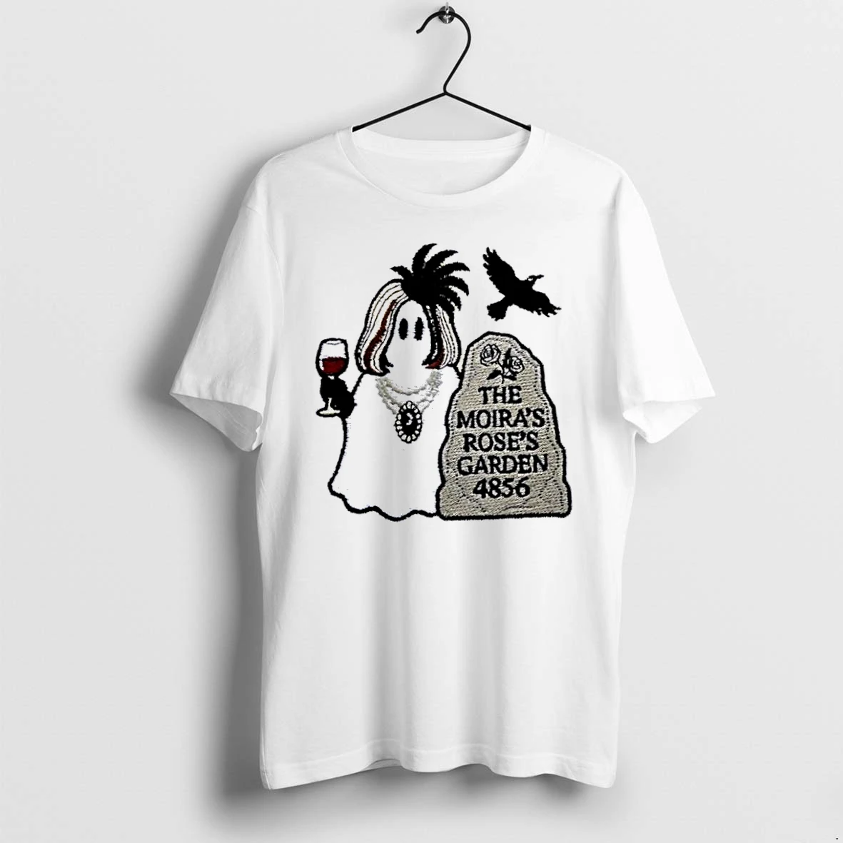 Officials The Moiras Roses Garden 4856 Ghost Wig Wine Glass Tombstone Crow Cartoon White Womens T Shirt Sweater Hoodie