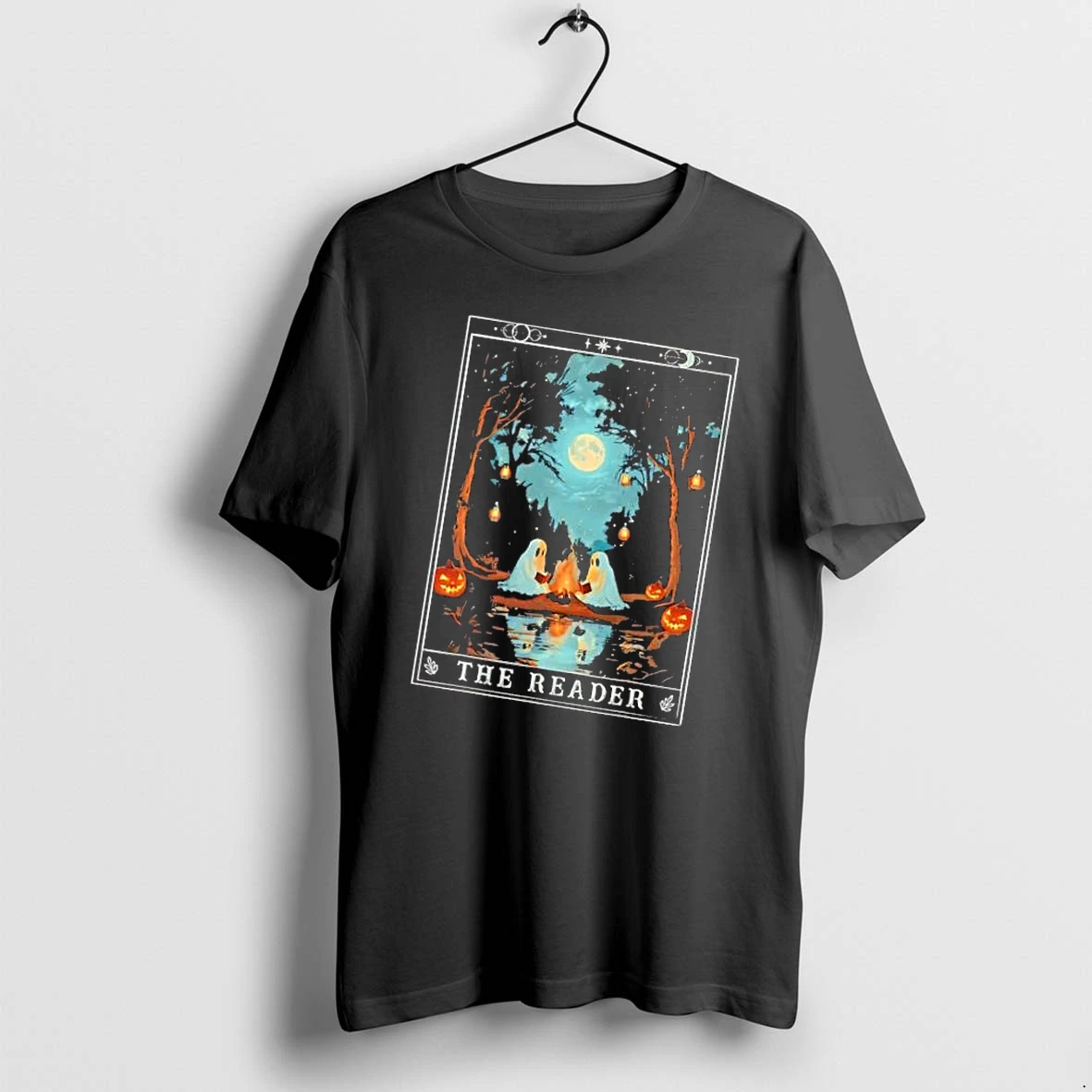 Officials The Reader Tarot Card Cute Ghosts Reading Campfire Forest Mens T Shirt Sweater Hoodie