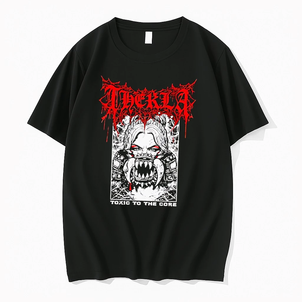 Officials Therkla Toxic To The Core Woman Demon Mouth Black T Shirt Sweater Hoodie