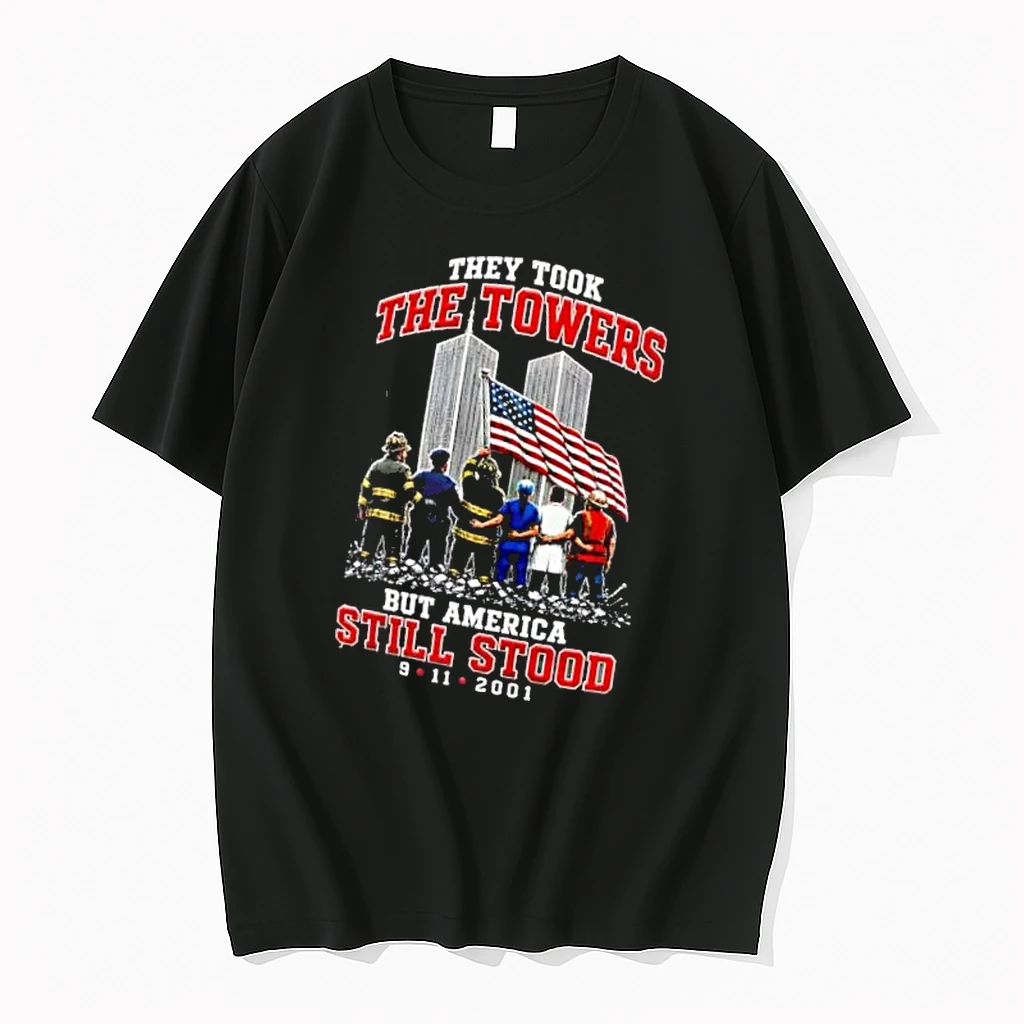 Officials They Took The Towers But America Still Stood 9 11 2001 First Responders American Flag Rubble Mens Premium T Shirt Sweatshirt Hoodie