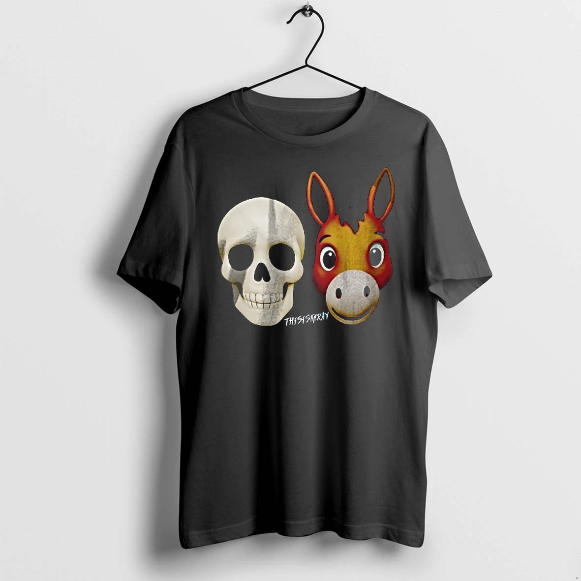 Officials Thisistheray Cartoon Human Skull And Donkey Face Emoji Heads Youth T Shirt Sweater Hoodie