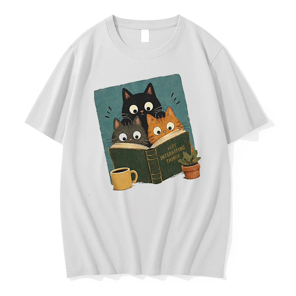 Officials Three Cats Reading Very Interesting Things Book Coffee And Plant T Shirt Sweater Hoodie
