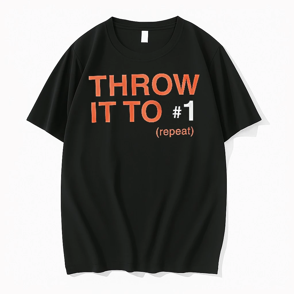 Officials Throw It To 1 Repeat Orange White Bold Lettering Black Background Youth T Shirt Sweater Hoodie