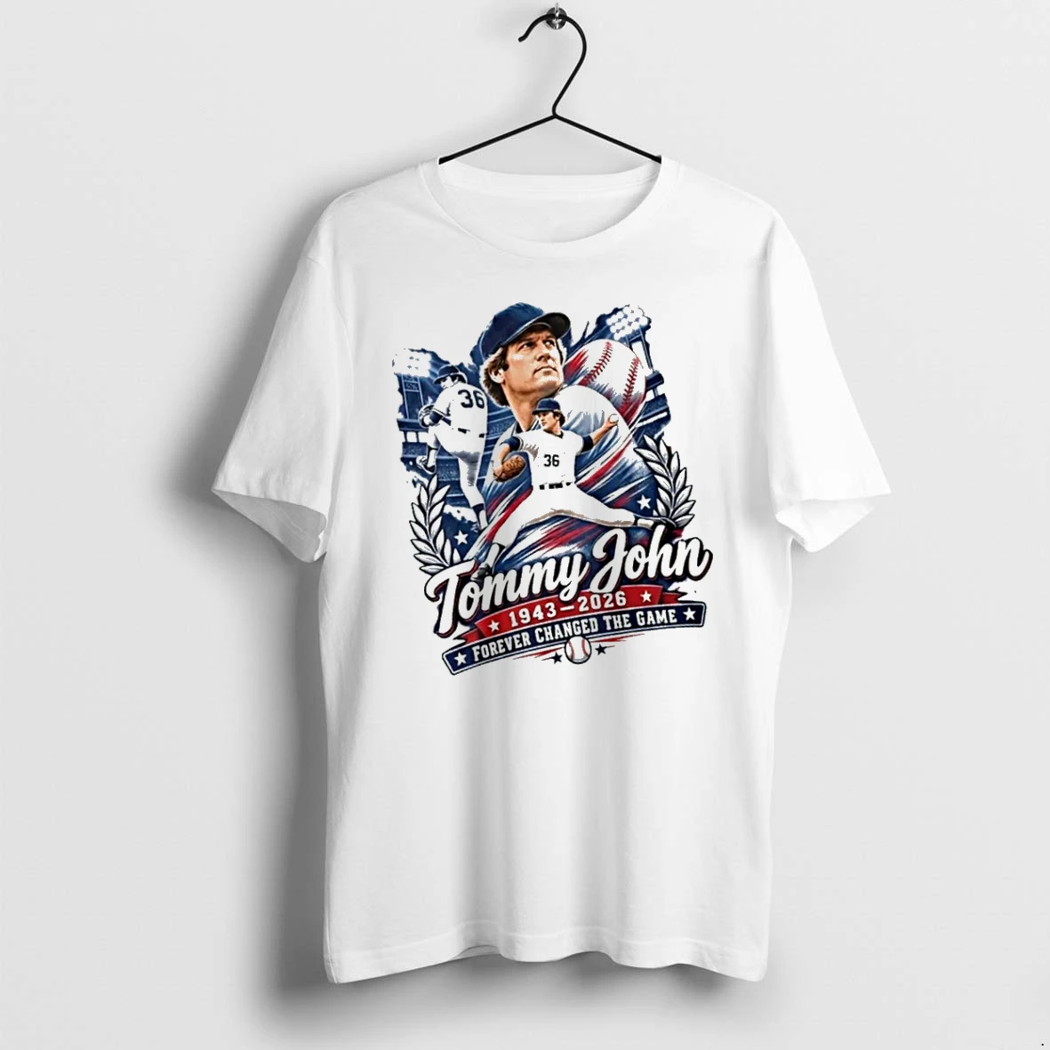 Officials Tommy John 1943 2026 Forever Changed The Game T Shirt Sweater Hoodie