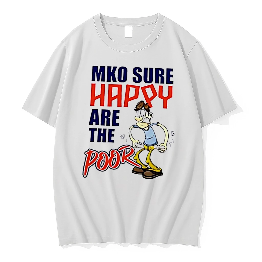 Officials Top Mko Sure Happy Are The Poor Cartoon Man White Womens T Shirt Sweater Hoodie