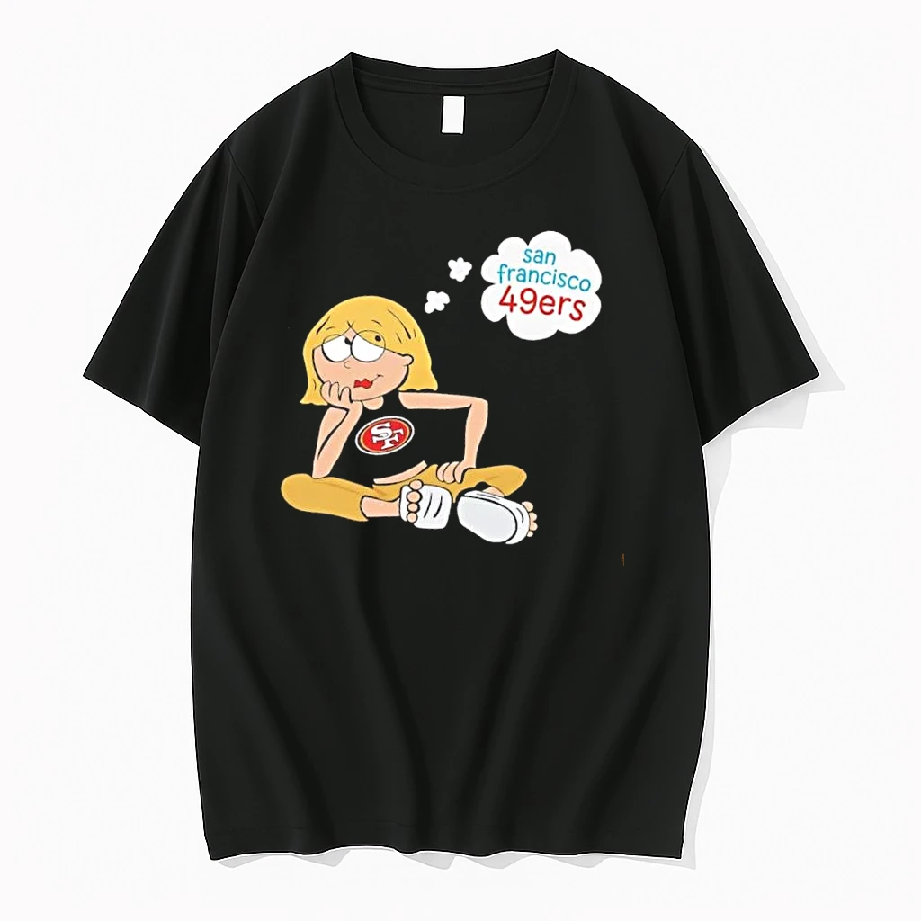 Officials Top San Francisco 49ers Nfl Cartoon Blonde Girl Daydreaming Sitting Mens T Shirt Sweater Hoodie