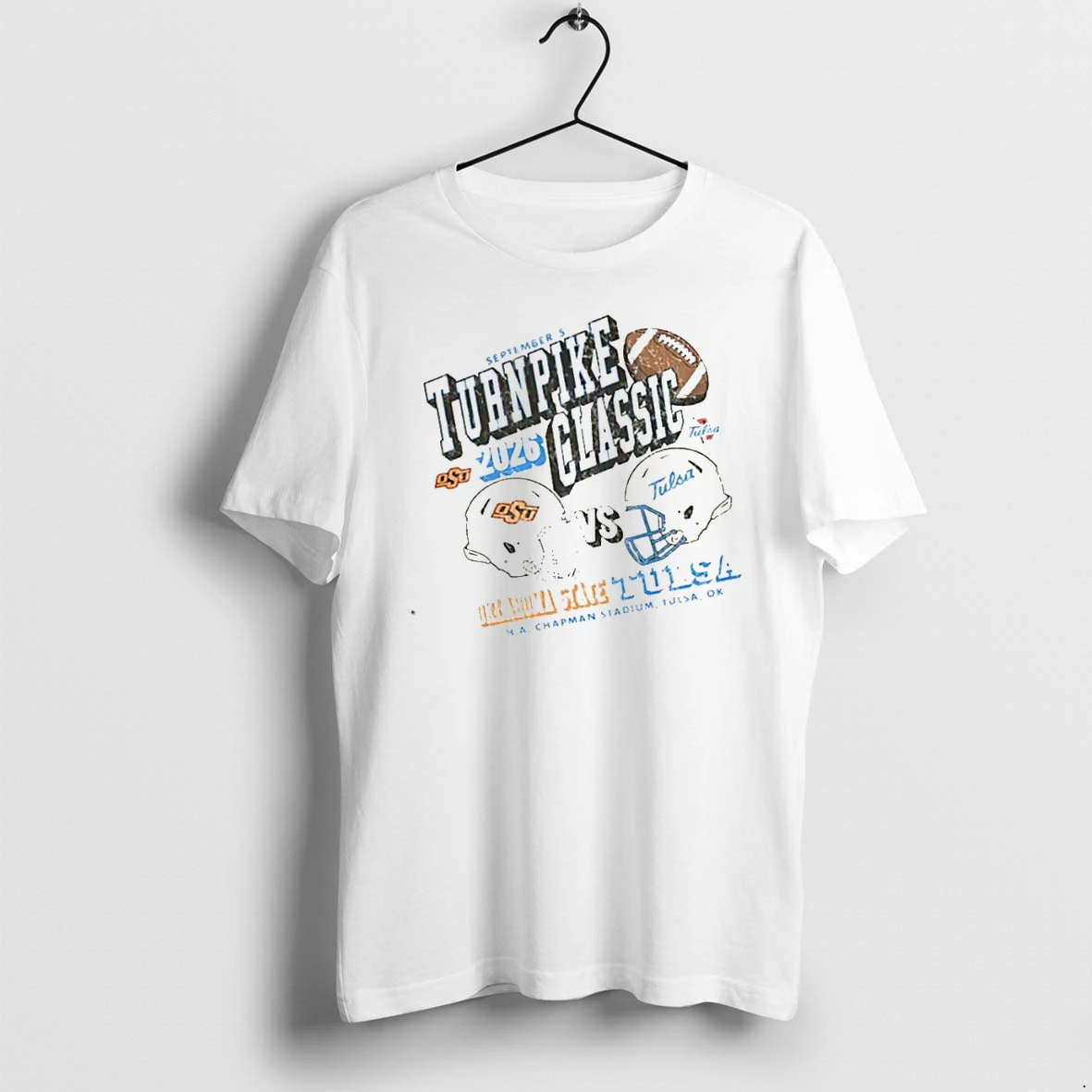 Officials Tulsa Golden Hurricane Vs Oklahoma State Cowboys Turnpike Classic Helmet T Shirt Sweater Hoodie