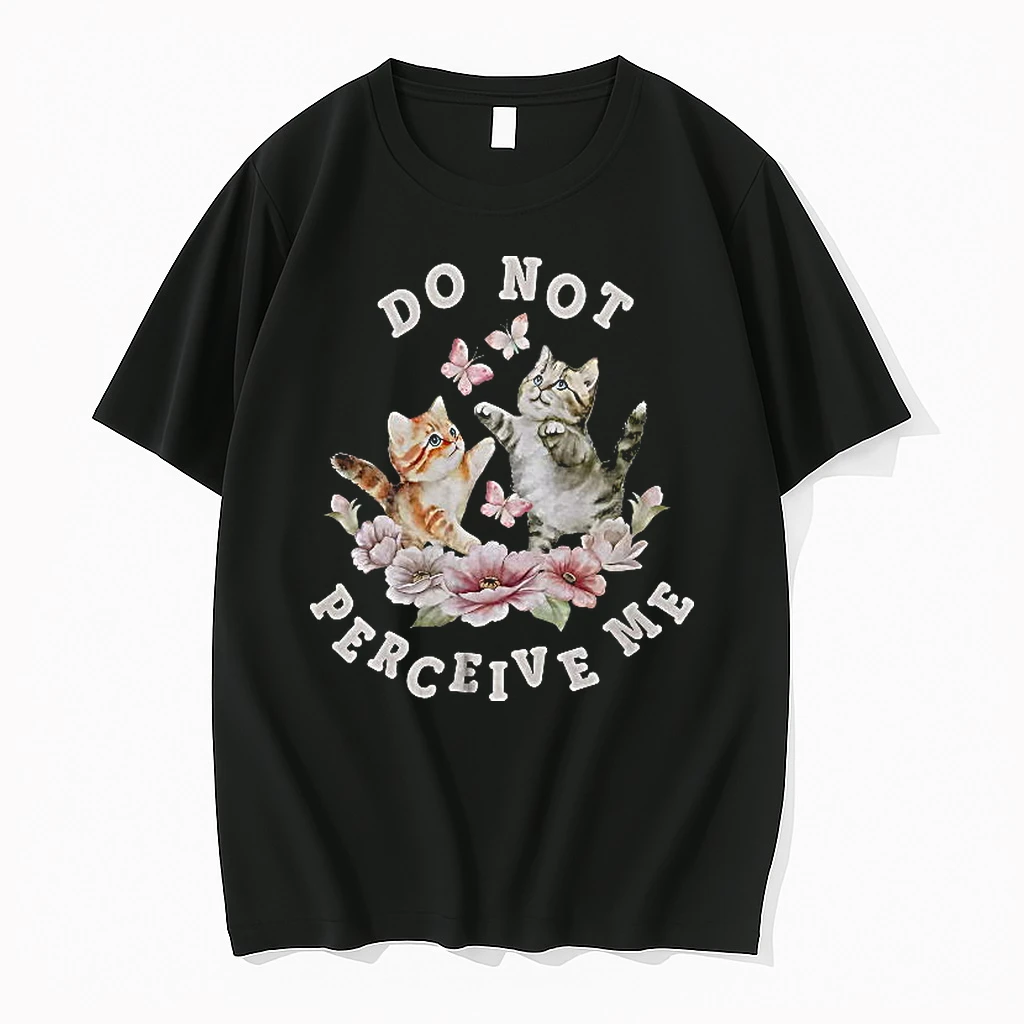 Officials Two Kittens With Butterflies And Flowers Do Not Perceive Me Women T Shirt Sweater Hoodie
