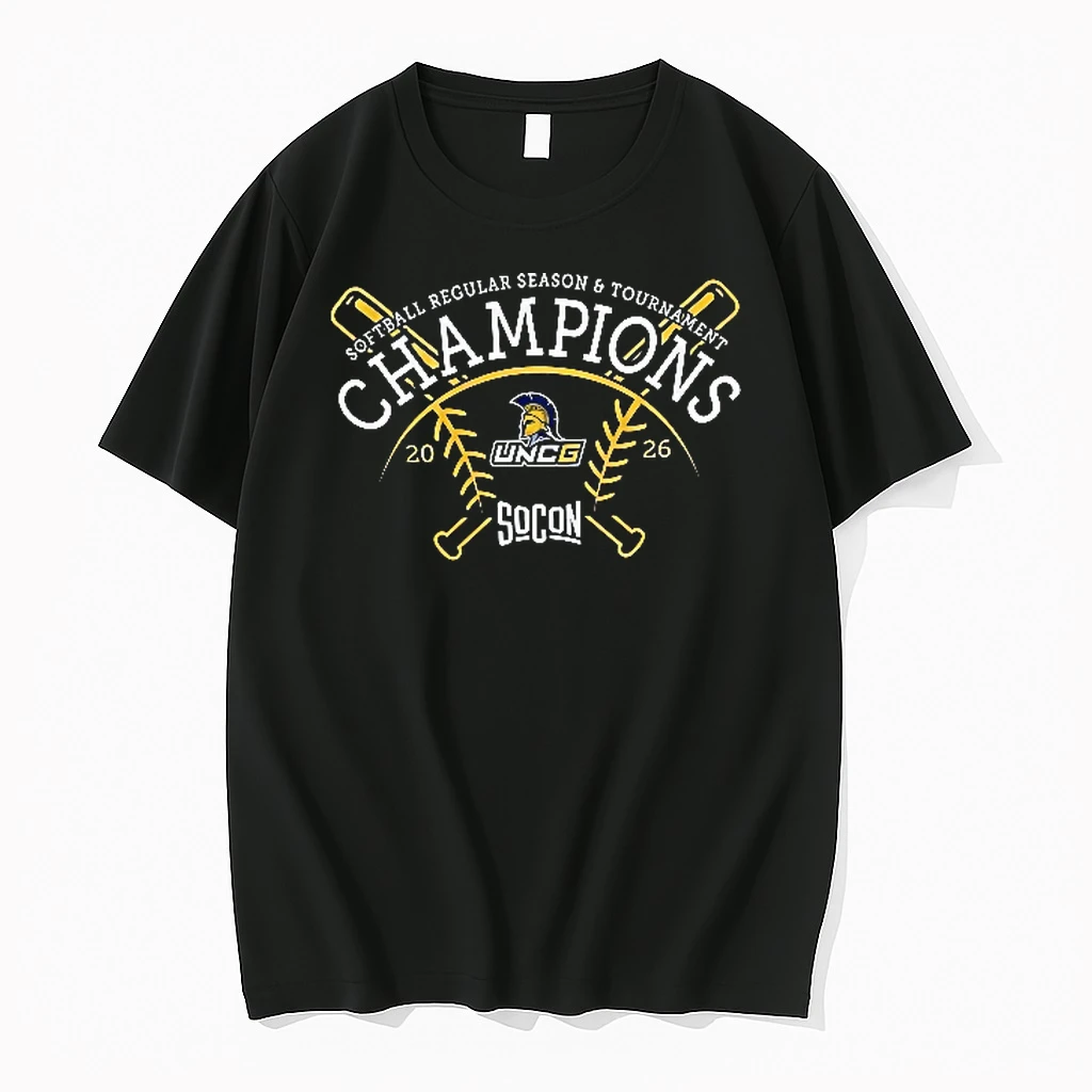 Officials Uncg Spartans Ncaa Softball Regular Season And Tournament Champions Socon 2026 Crossed Yellow Bats Mascot Youth T Shirt Sweater Hoodie