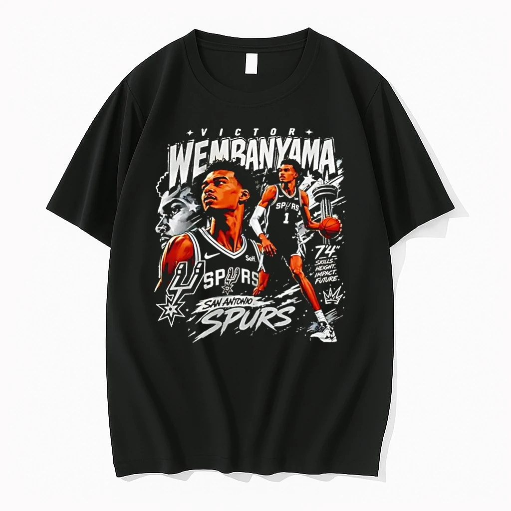 Officials Victor Wembanyama San Antonio Spurs 74 Nba Basketball Graphic Black T Shirt Sweater Hoodie