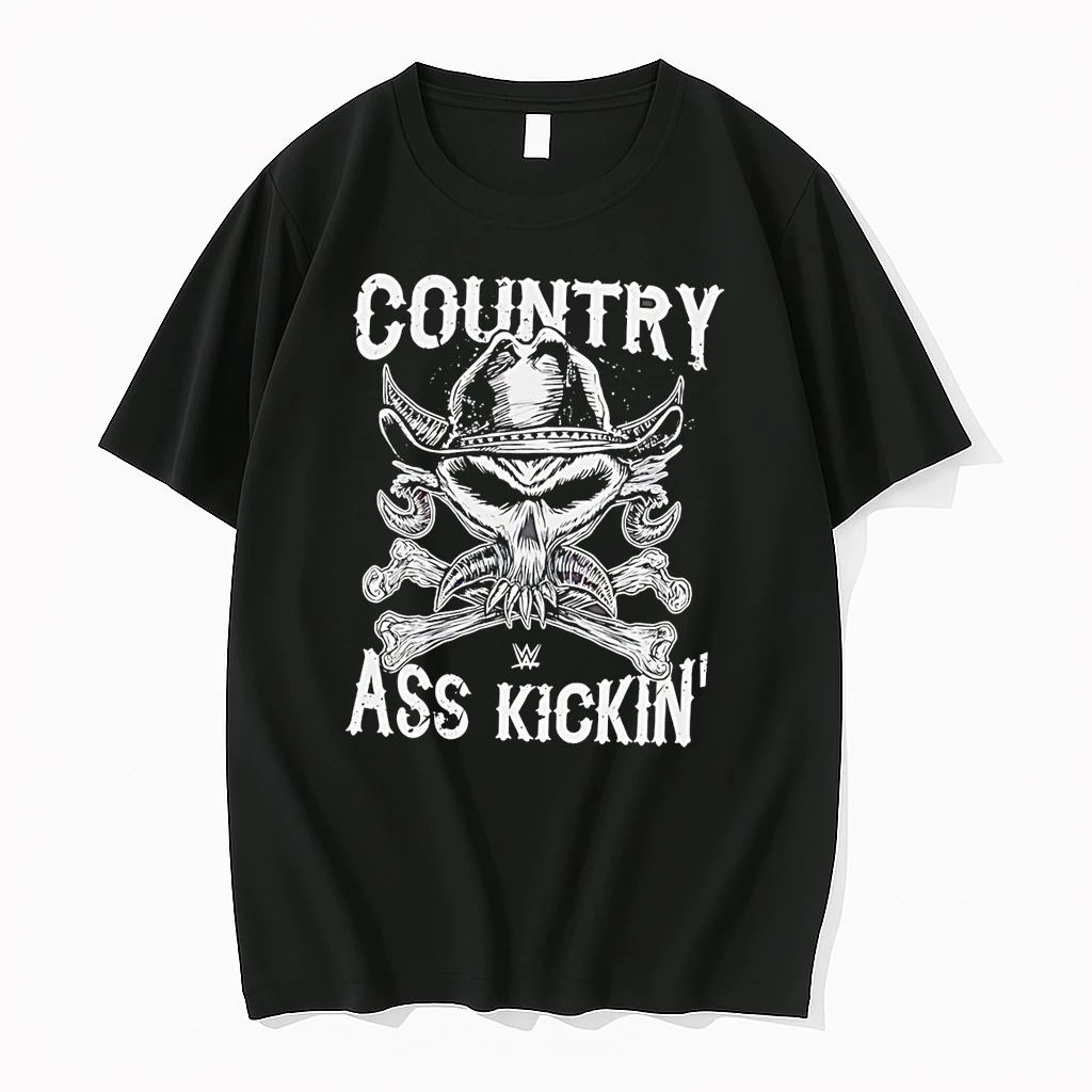 Officials Wwe Country Ass Kickin Cowboy Skull Black Premium T Shirt Sweatshirt Hoodie
