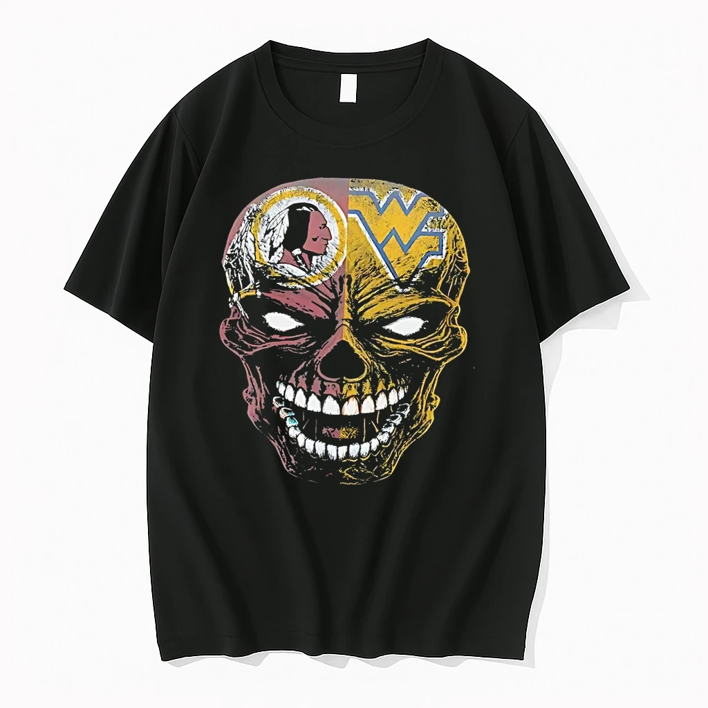 Officials Washington Redskins West Virginia Mountaineers Skull Black Premium T Shirt Sweatshirt Hoodie
