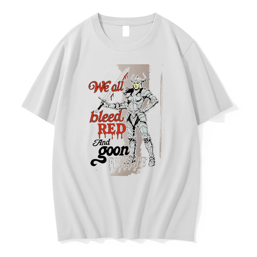 Officials We All Bleed Red And Goon White Warrior Sword Armor White Premium T Shirt Sweatshirt Hoodie