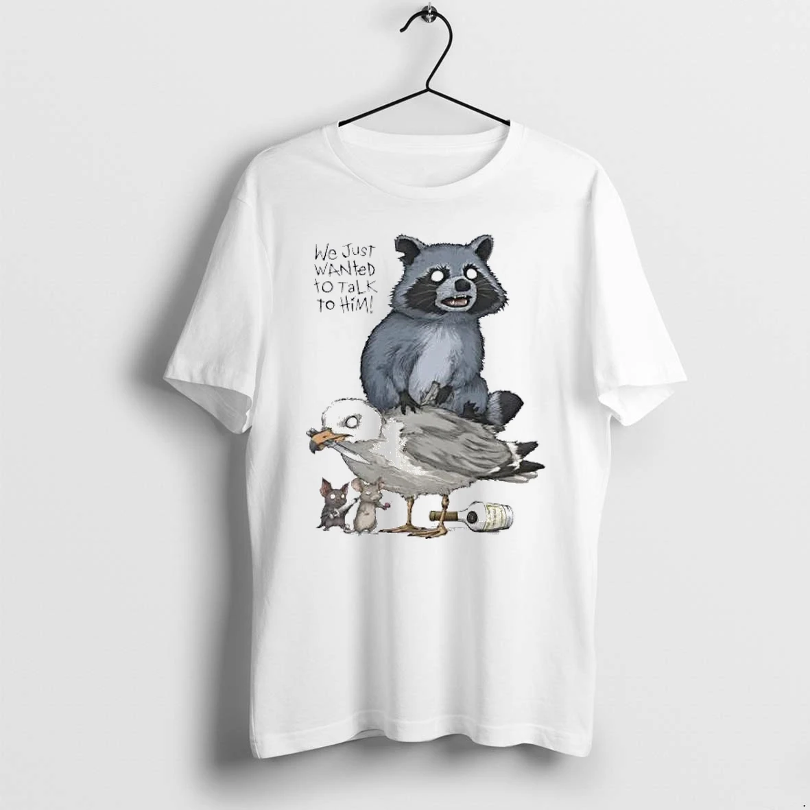 Officials We Just Wanted To Talk To Him Raccoon And Seagull Meme Premium T Shirt Sweatshirt Hoodie