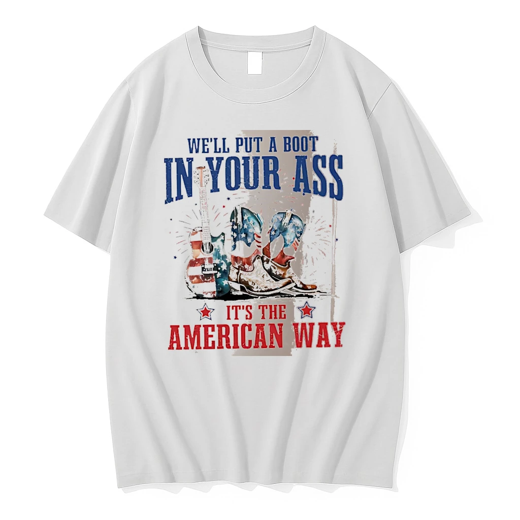 Officials Well Put A Boot In Your Ass Its The American Way Guitar Boots White Premium T Shirt Sweatshirt Hoodie