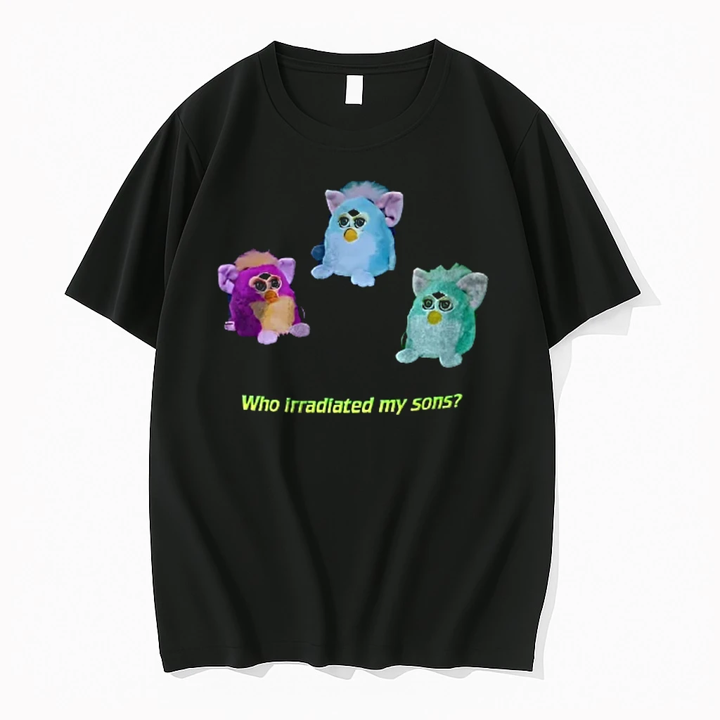 Officials Who Irradiated My Sons Three Glowing Furby Stuffed Toys Dark Background Neon Youth T Shirt Sweater Hoodie