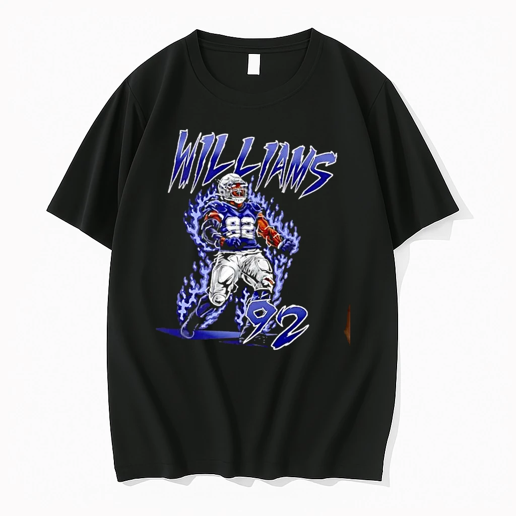 Officials Williams 92 Screaming Football Player Blue Electric Flames Mens T Shirt Sweater Hoodie