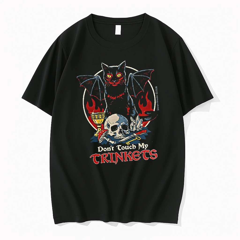 Officials Winged Black Cat Skull Dont Touch My Trinkets Steven Rhodes Women T Shirt Sweater Hoodie