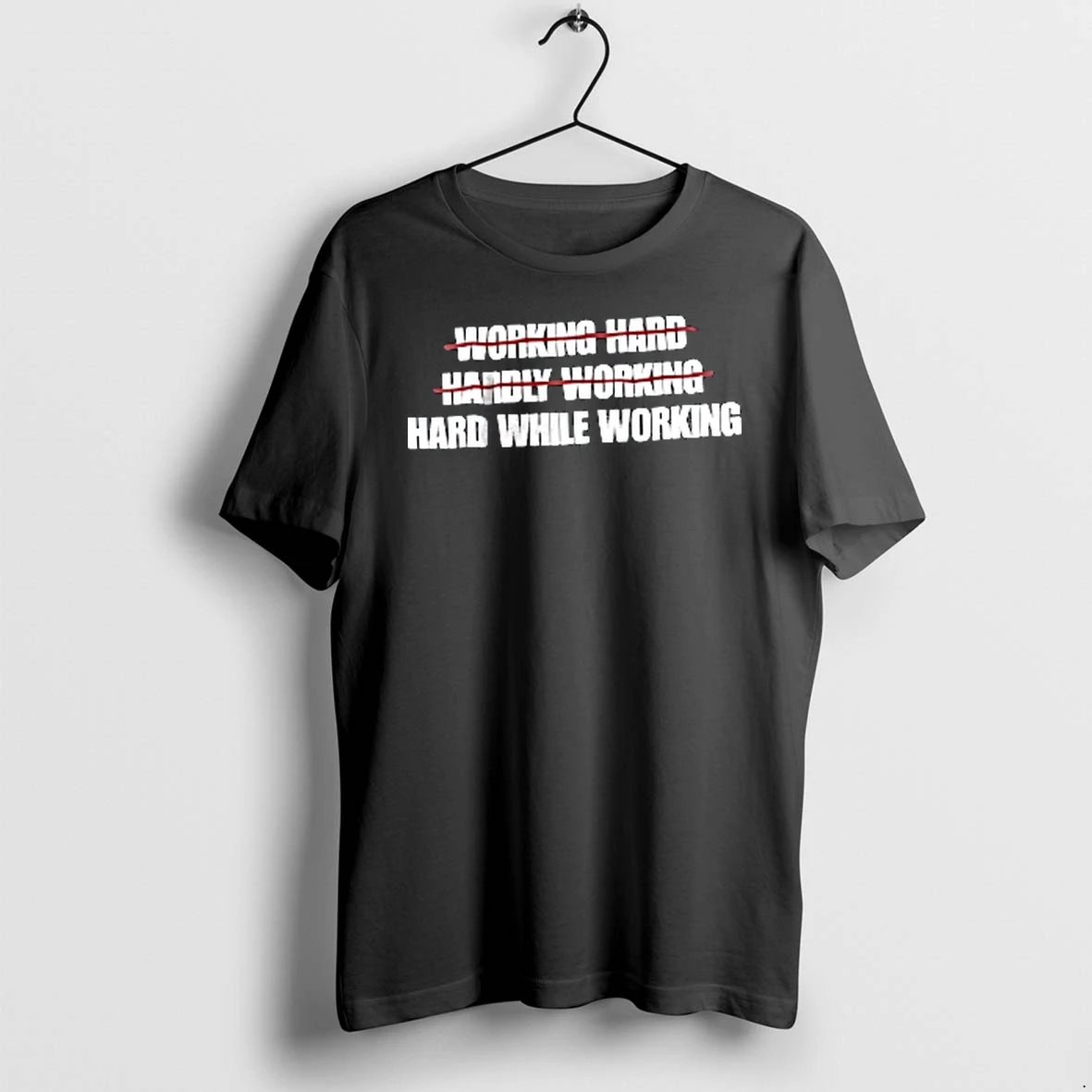 Officials Working Hard Hardly While Red Strikethrough Line Typography Youth T Shirt Sweater Hoodie