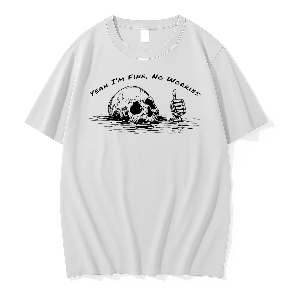 Officials Yeah Im Fine No Worries Skull Thumbs Up T Shirt Sweater Hoodie