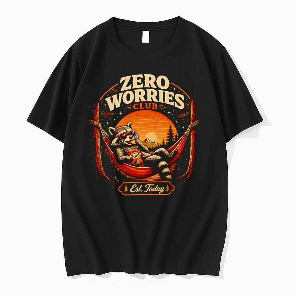 Officials Zero Worries Club Raccoon Funny Chill No Stress Premium T Shirt Sweatshirt Hoodie