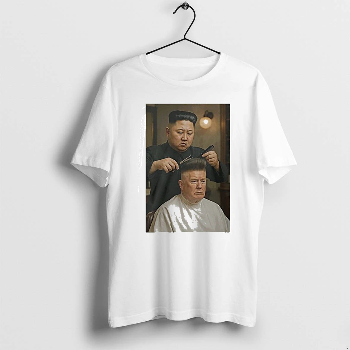 Officials Kim Jong Un Cutting Donald Trumps Hair Eu Funny Premium T Shirt Sweatshirt Hoodie