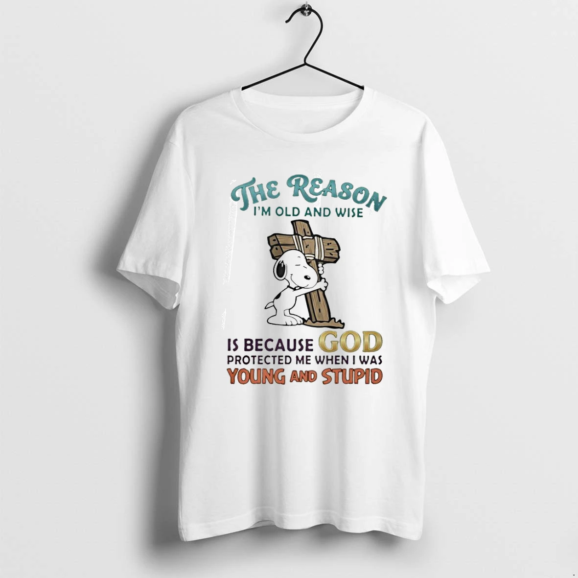 Officials Snoopy Hug Cross The Reason Im Old And Wise Is Because God Funny T Shirt Sweater Hoodie