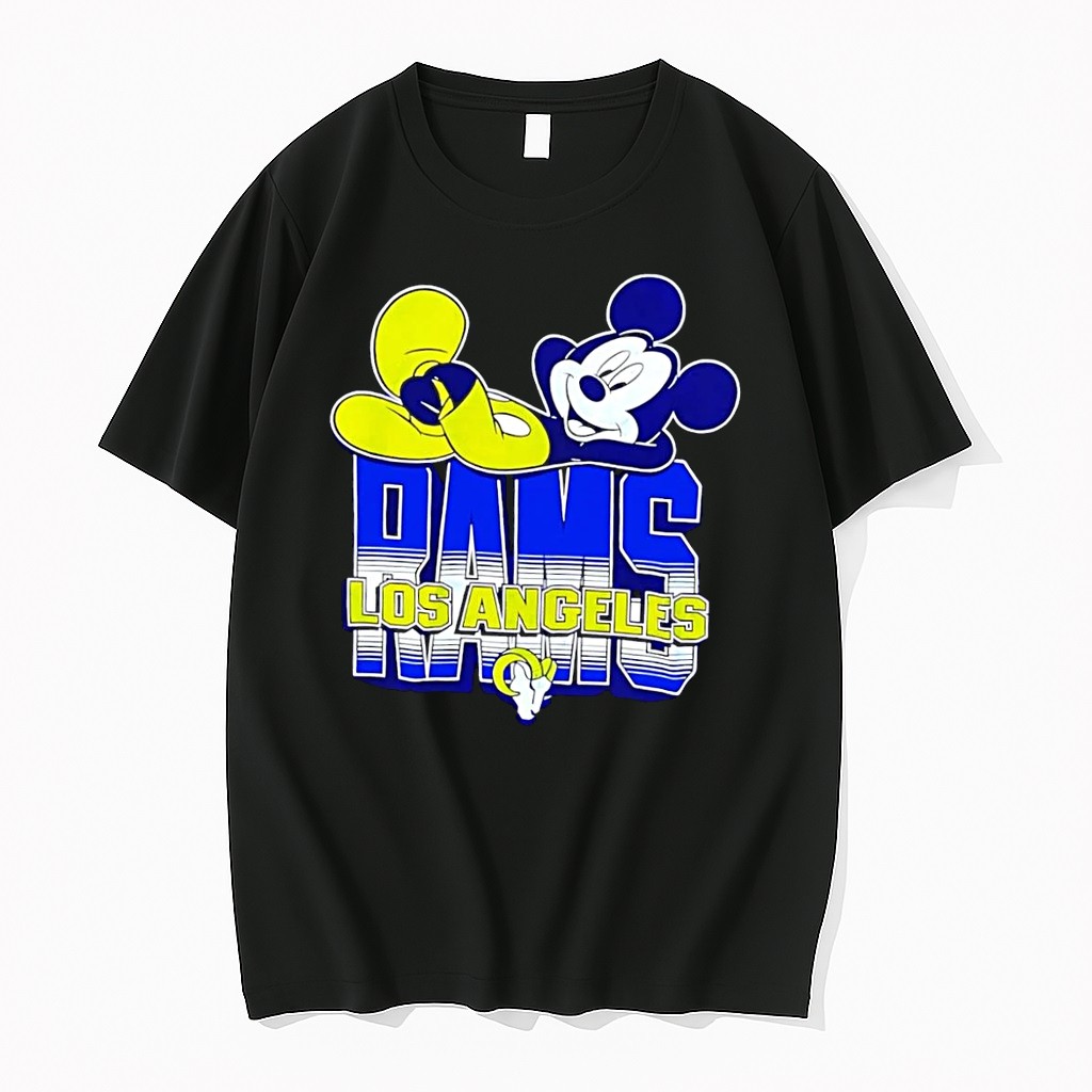 Original Disney Mickey Mouse Lounge Los Angeles Rams Black Tshirts
