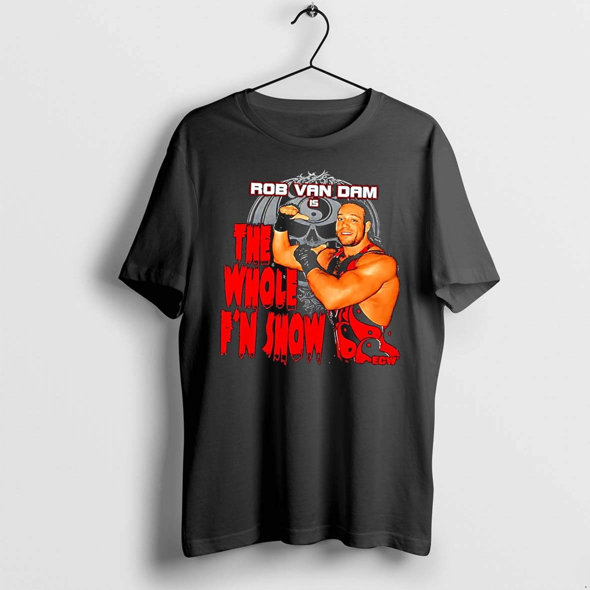 Original Ecw Rob Van Dam Pointing The Whole Fn Show Black Tshirts