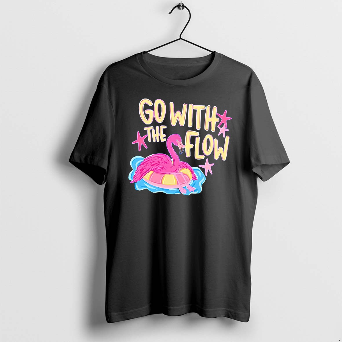Original Go With The Flow Flamingo Tee Tshirts