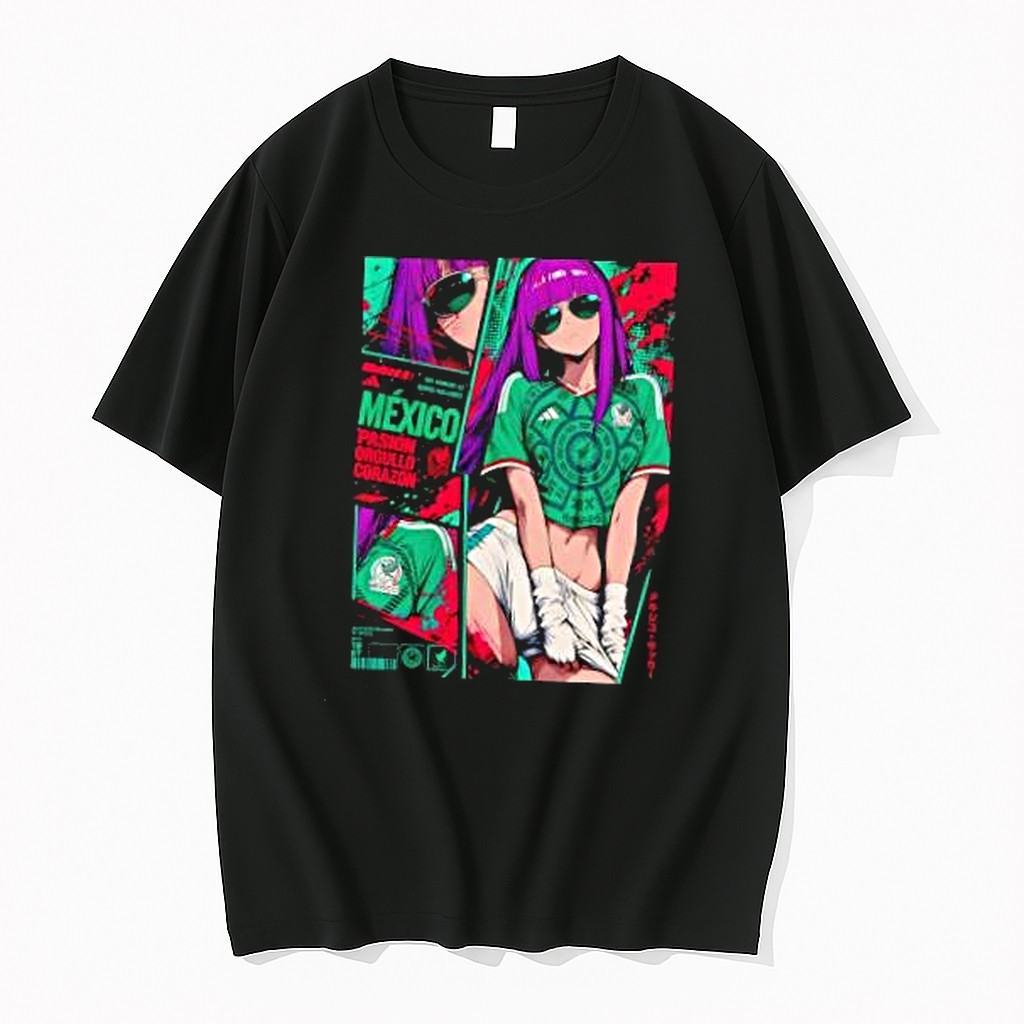 Original Mexico National Team Anime Girl Soccer Tshirts