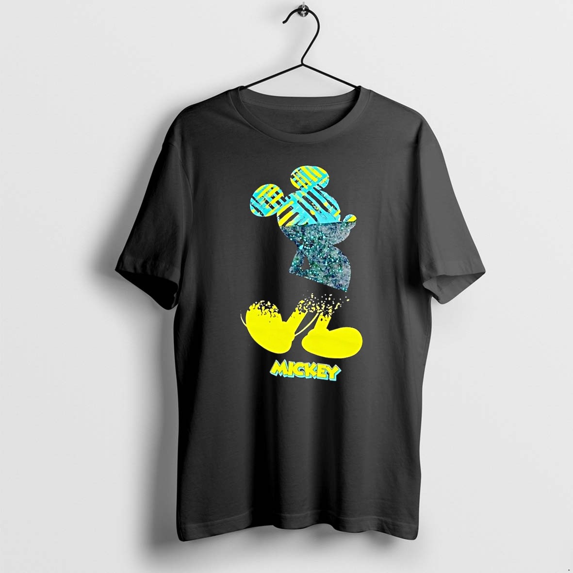 Original Mickey Mouse Distressed Splash Neon Black Tshirts