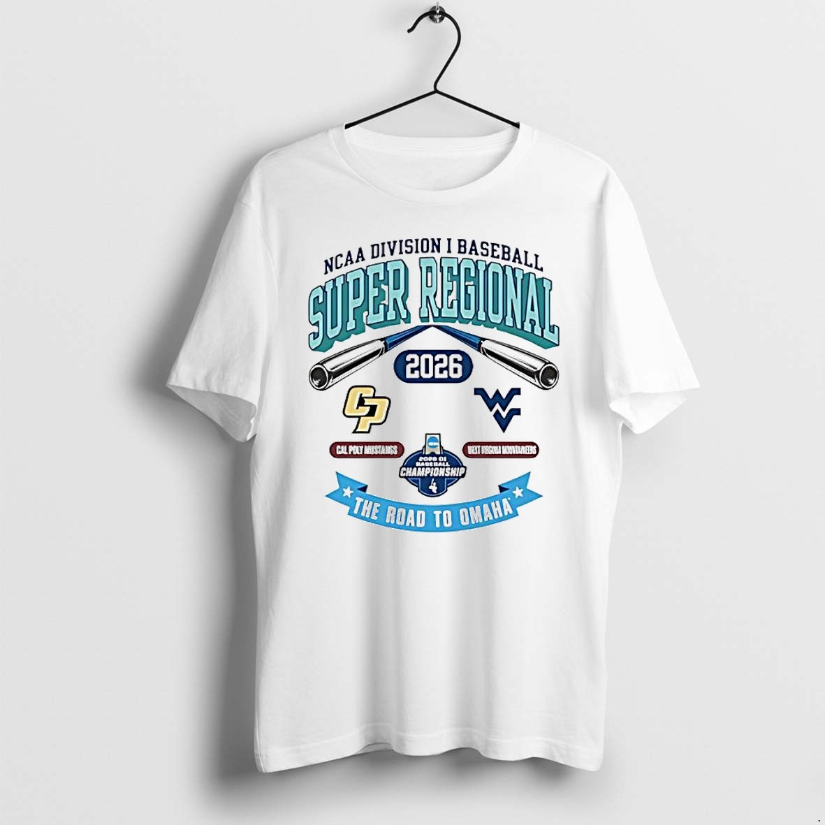 Original Ncaa Division I Baseball Super Regional 2026 Cal Poly Mustangs Vs West Virginia Mountaineers Tshirts